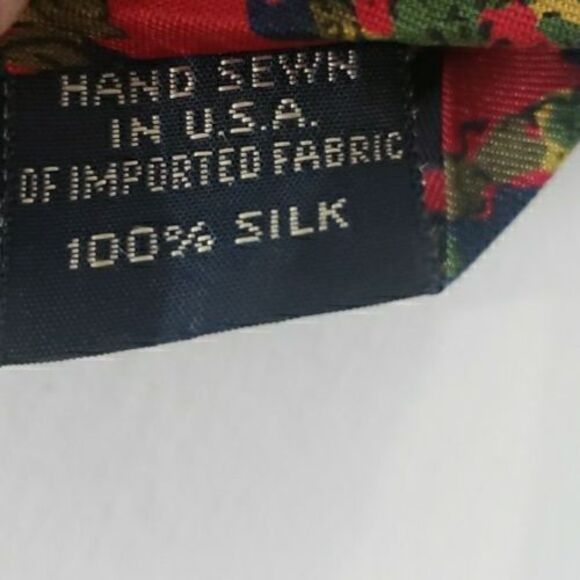 Men’s Neck Tie Lands End 100% Silk Red Paisley - Picture 5 of 7